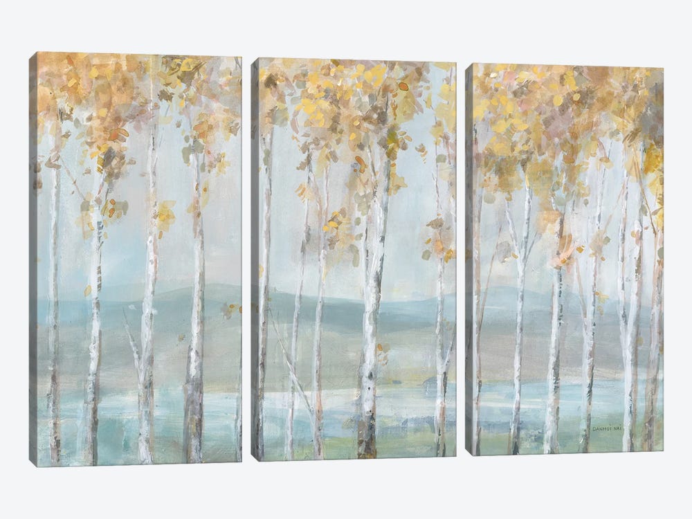 Lakeview Birches by Danhui Nai 3-piece Canvas Artwork