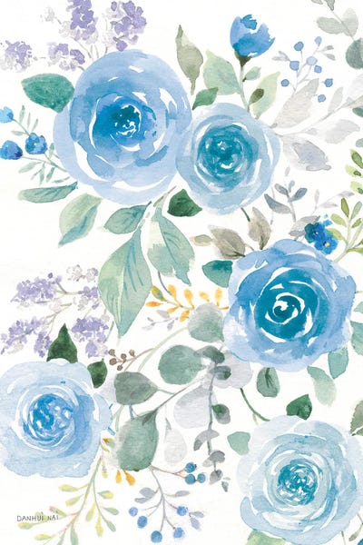 Lush Blue Roses II by Danhui Nai canvas print