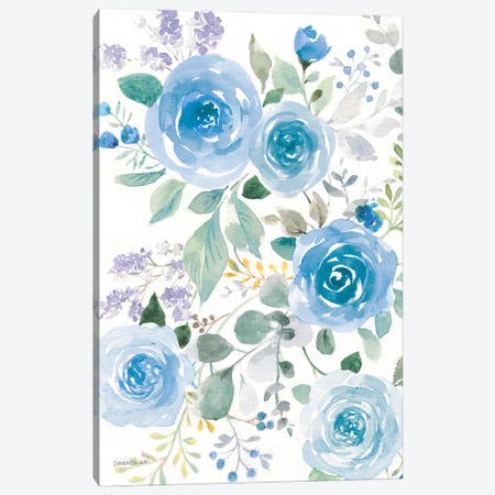 Lush Blue Roses II Canvas Print #NAI389} by Danhui Nai Canvas Art