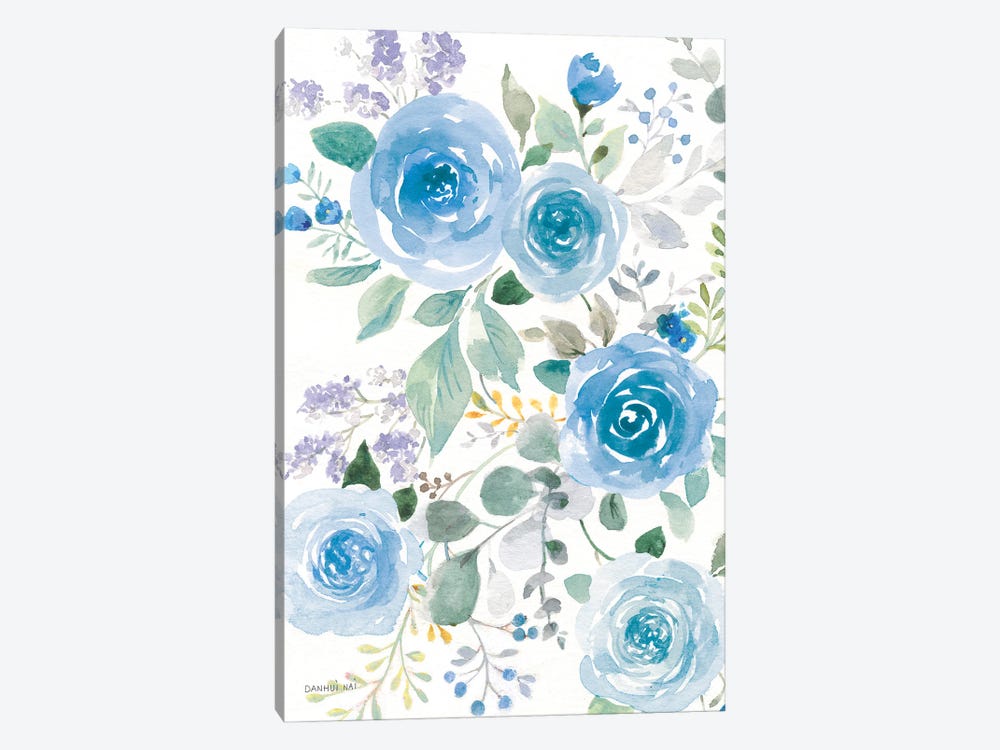 Lush Blue Roses II by Danhui Nai 1-piece Canvas Art Print