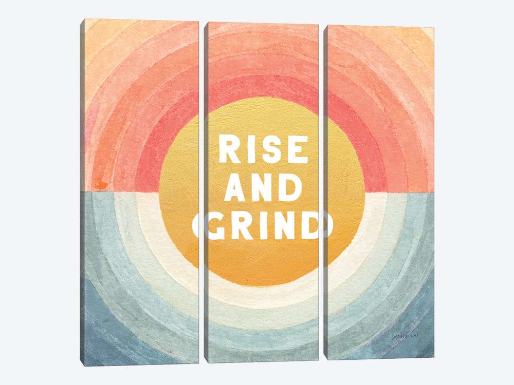 Retro Vibes - Rise and Grind by Danhui Nai 3-piece Canvas Print