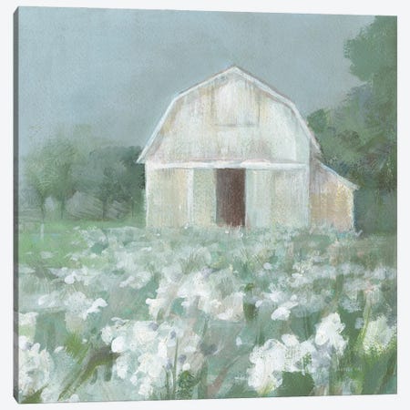 White Barn Meadow Canvas Print #NAI395} by Danhui Nai Canvas Wall Art