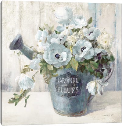 Garden Blooms II In Blue Canvas Art Print - French Country Décor