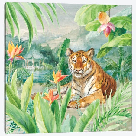 Lounging Tiger Canvas Print #NAI404} by Danhui Nai Canvas Art