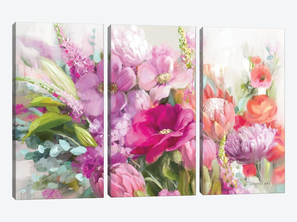 Bright Florals by Danhui Nai 3-piece Canvas Art