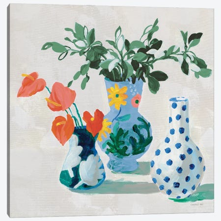 Bungalow Vases Green Canvas Print #NAI415} by Danhui Nai Canvas Print