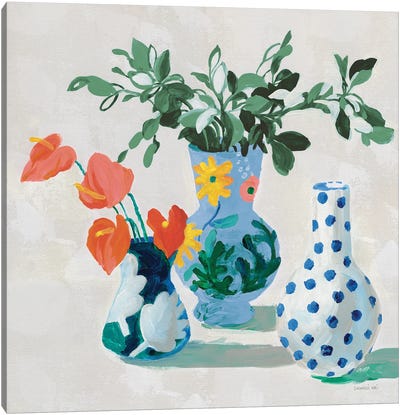 Bungalow Vases Green Canvas Art Print - Danhui Nai