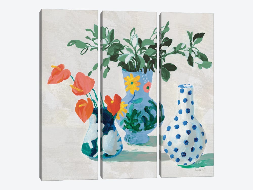 Bungalow Vases Green by Danhui Nai 3-piece Canvas Art Print