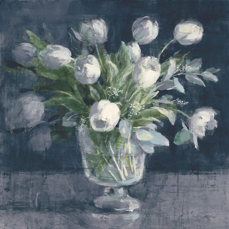 Serene Tulips Navy by Danhui Nai wall art