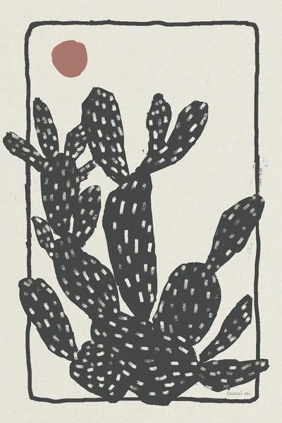 Western Décor: Woodcut Cactus I by Danhui Nai