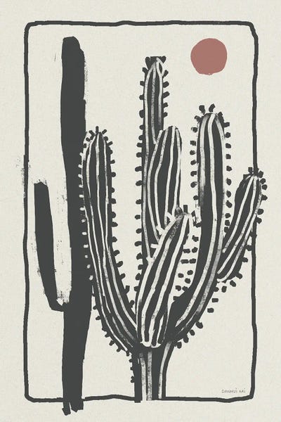Western Décor: Woodcut Cactus II by Danhui Nai