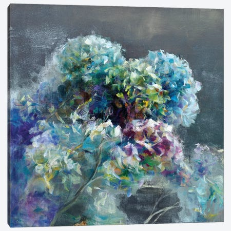 Abstract Hydrangea Dark Canvas Print #NAI55} by Danhui Nai Canvas Wall Art