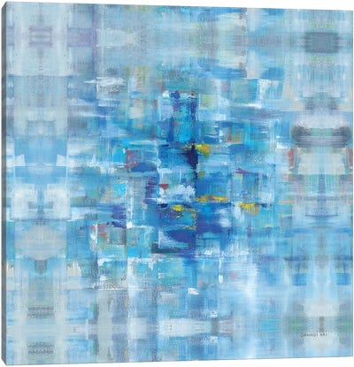 Abstract Squares Blue Canvas Art Print - Danhui Nai