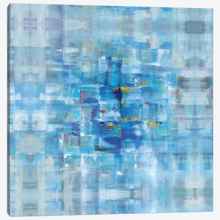 Abstract Squares Blue Canvas Print #NAI56} by Danhui Nai Canvas Artwork