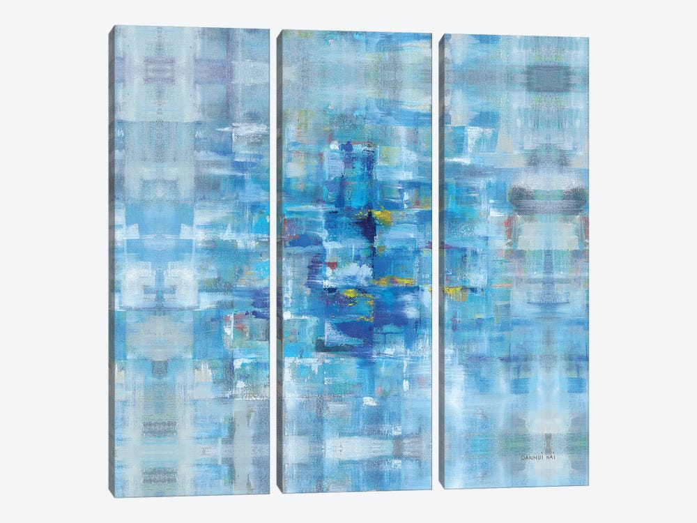 Abstract Squares Blue by Danhui Nai 3-piece Canvas Artwork