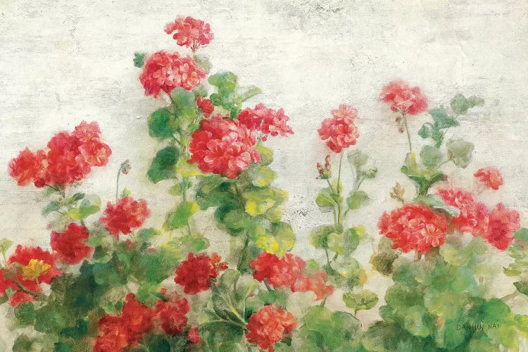 Red Geraniums on White by Danhui Nai wall art