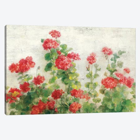 Red Geraniums on White Canvas Print #NAI73} by Danhui Nai Canvas Print
