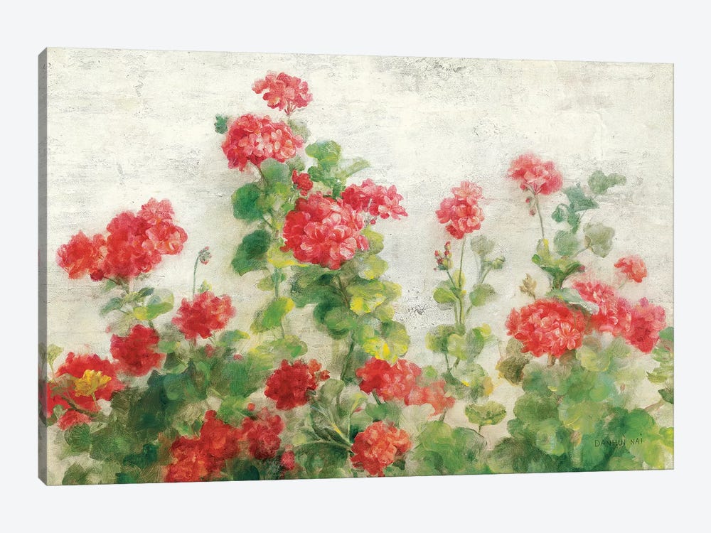 Red Geraniums on White by Danhui Nai 1-piece Canvas Art Print