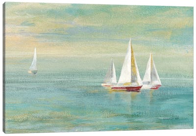 Sunrise Sailboats II Nautical Canvas Art Print - Sailboat Art