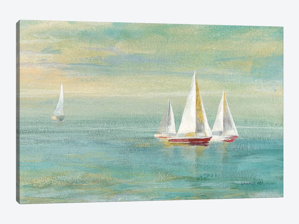 Sunrise Sailboats II Nautical by Danhui Nai 1-piece Canvas Art