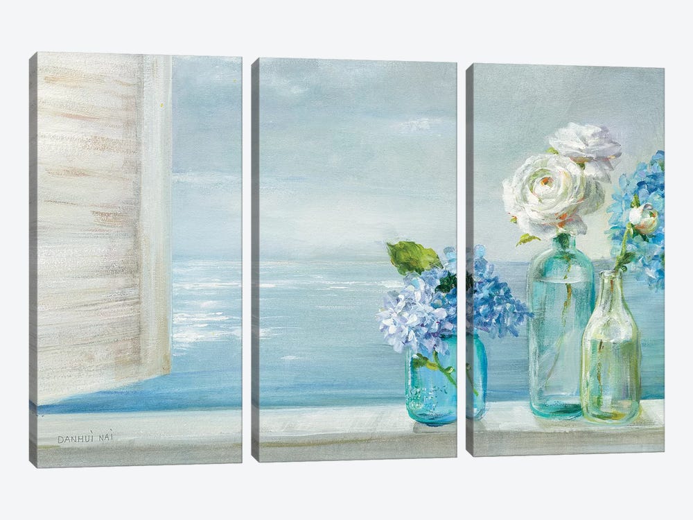 A Beautiful Day At the Beach - 3 Glass Bottles by Danhui Nai 3-piece Canvas Art