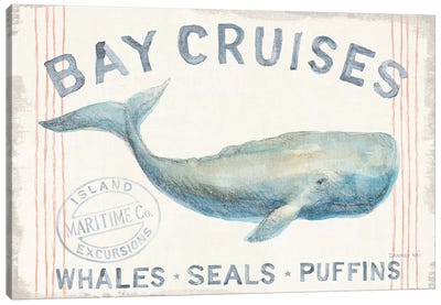 Floursack Nautical I Canvas Art Print - Whale Art