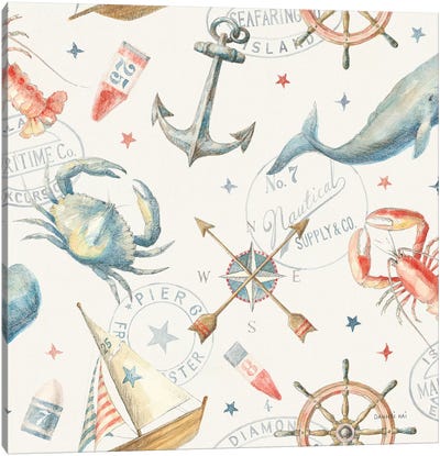 Floursack Nautical Pattern I Canvas Art Print - Kids Nautical Art