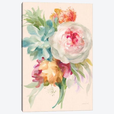 Garden Bouquet I on Peach Linen Canvas Print #NAI98} by Danhui Nai Canvas Print