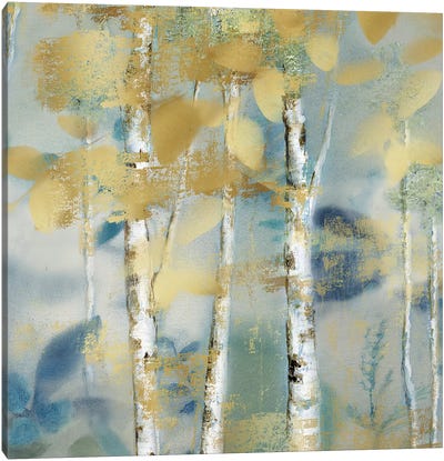 Gilded Forest Detail I Canvas Art Print - Aspen and Birch Trees