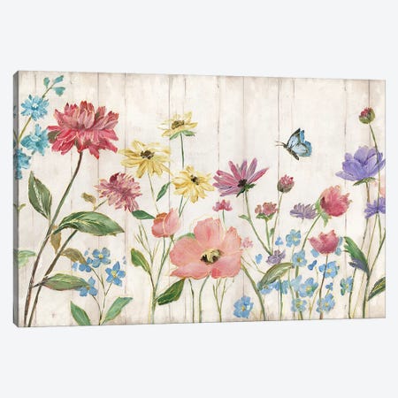 Wildflower Flutter On Wood Canvas Print #NAN161} by Nan Canvas Print
