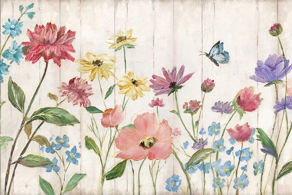 Nan: Wildflower Flutter On Wood by Nan