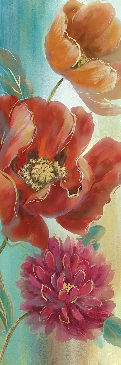 Poppy Panel Red I by Nan framed canvas print