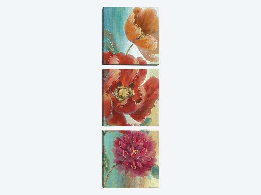 Poppy Panel Red I by Nan 3-piece Canvas Artwork