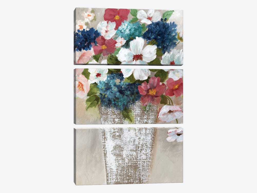 Linen Bouquet I by Nan 3-piece Canvas Print