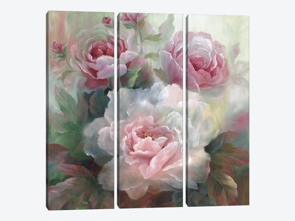 White Roses III by Nan 3-piece Canvas Art
