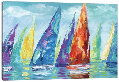 Fine Day Sailing II Canvas Art Print - Abstract Landscapes Art
