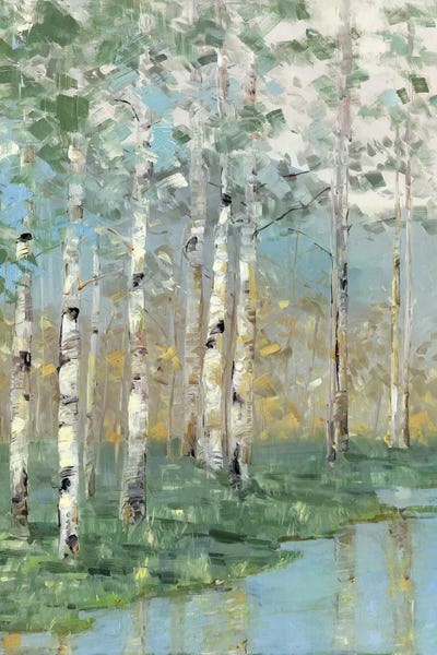 Large Abstract Art - Canvas Prints: Birch Reflections I by Sally Swatland