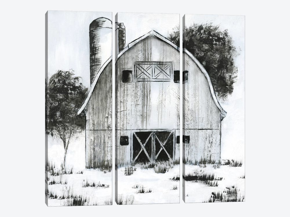 Black & White Barn I by Nan 3-piece Canvas Wall Art