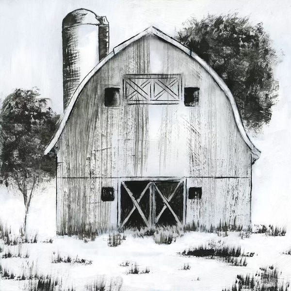 Nan: Black & White Barn I by Nan
