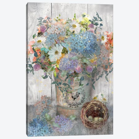 Bucket Of Flowers I Canvas Print #NAN29} by Nan Art Print