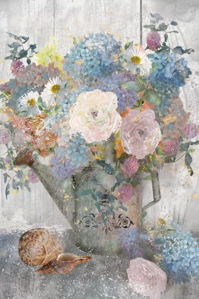 Shabby Chic Décor: Bucket Of Flowers II by Nan