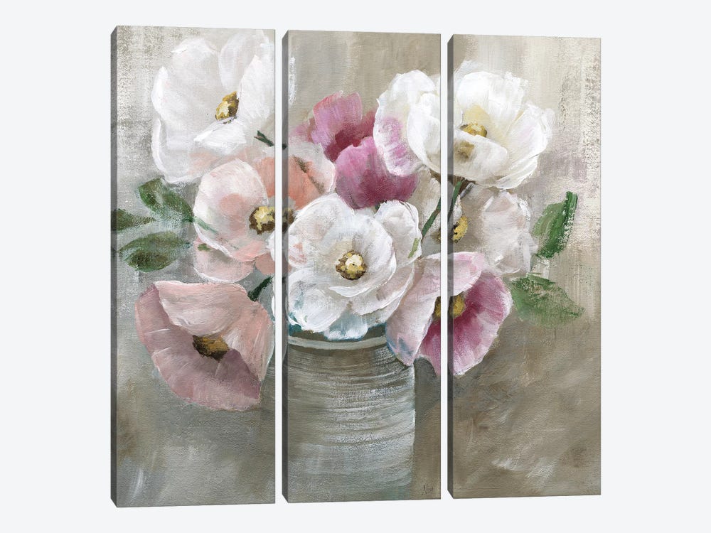 Blooming and Blushing by Nan 3-piece Canvas Art Print