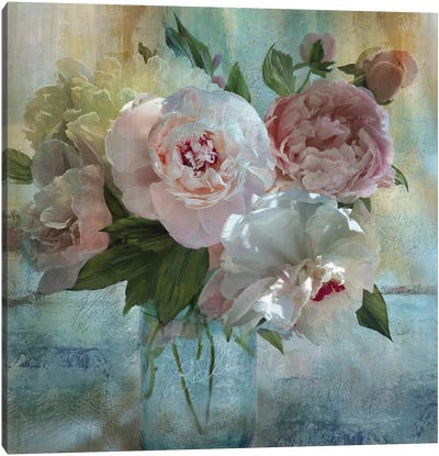 Peony Bouquet I Canvas Art Print - Hallway Art