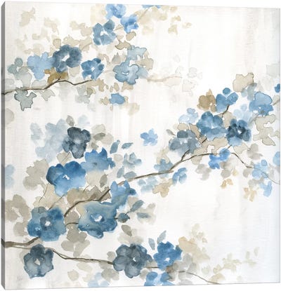 Dogwood in Blue I Canvas Art Print - Calm & Sophisticated Living Room Art