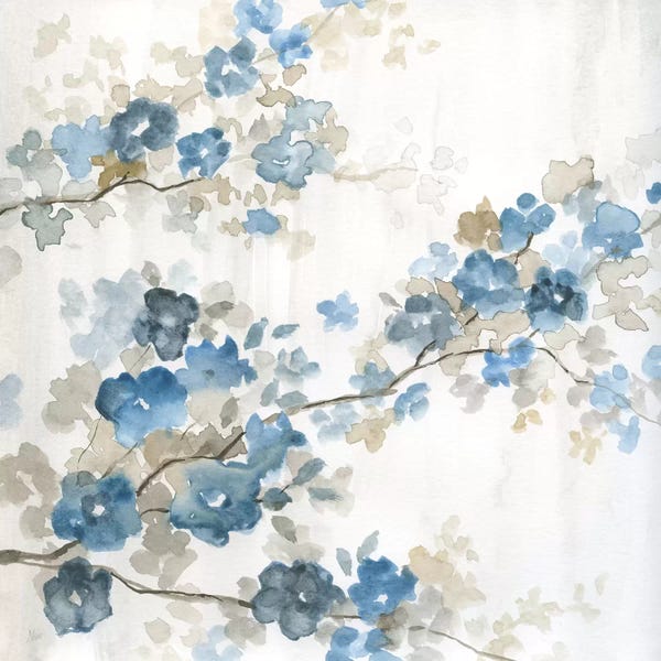 Watercolor Flowers: Dogwood in Blue I by Nan
