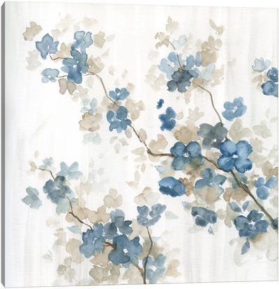 Dogwood in Blue II Canvas Art Print - Calm & Sophisticated Living Room Art