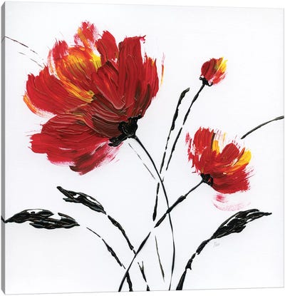 Red Poppy Splash II Canvas Art Print - Poppy Art
