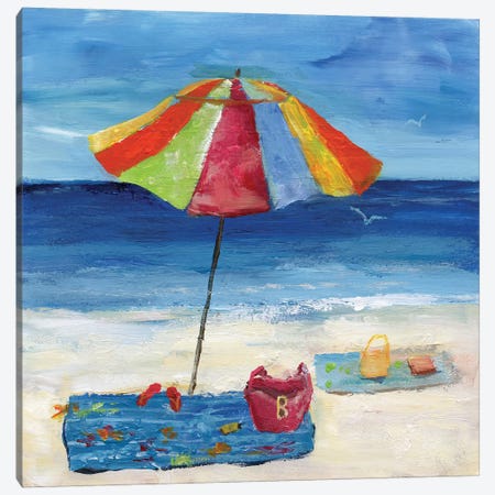 Bright Beach Umbrella I Canvas Print #NAN474} by Nan Canvas Artwork