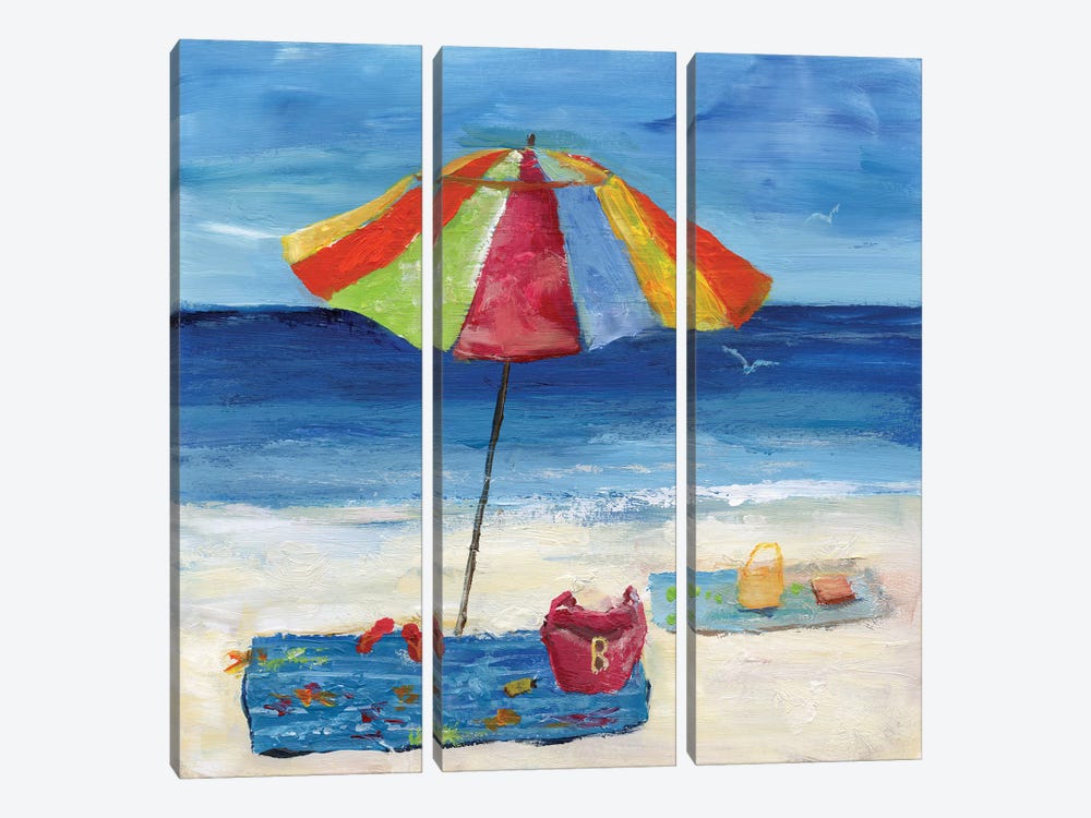 Bright Beach Umbrella I by Nan 3-piece Canvas Wall Art