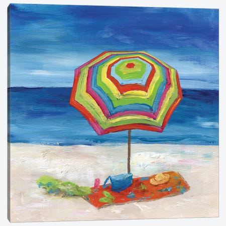Bright Beach Umbrella II Canvas Print #NAN475} by Nan Canvas Art